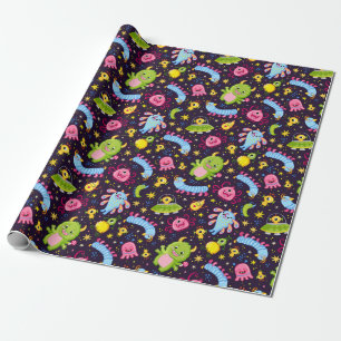 Cute Monster Pattern Wrapping Paper Cadeaupapier