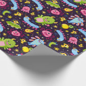 Cute Monster Pattern Wrapping Paper Cadeaupapier (Hoek)