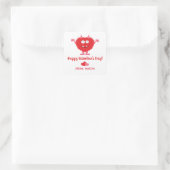 Cute Monster Red en Roze Hearts Valentijnsdag Vierkante Sticker (Tas)