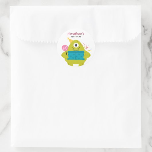 Cute monster ronde sticker (Tas)