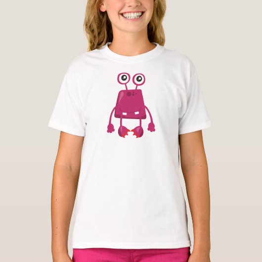 Cute Monster, Roze Monster, Funny Monster, Gekke T-shirt (Voorkant)