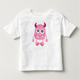 Cute Monster, Roze Monster, Funny Monster, Horns Kinder Shirts