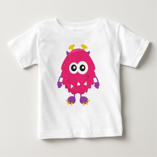 Cute Monster, Roze Monster, Horns, Funny Monster (Voorkant)