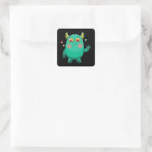 Cute monster vierkante sticker (Tas)