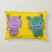 Cute Monster Vrienden Decoratiekussen Accent Kussen (Achterkant)
