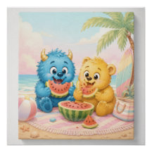 Cute Monster Watermeloen Strandpicknick Kinderen M