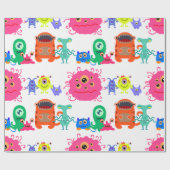 Cute Monster Wrapping Paper Cadeaupapier (Vlak)