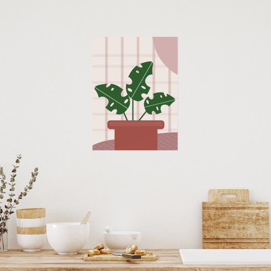 Cute Monstera Planten Framed Bohemian Design Poster (Keuken)