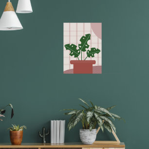 Cute Monstera Planten Omlijst Boheemse Ontwerp Poster
