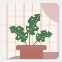 Cute Monstera Planten Omlijst Boheemse Ontwerp