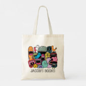Cute Monsters Characters Name Library Book Bag Tote Bag (Achterkant)