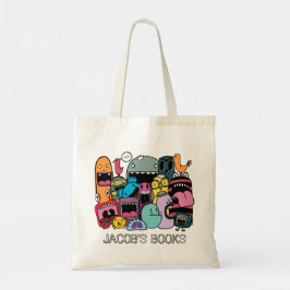 Cute Monsters Characters Name Library Book Bag Tote Bag