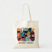 Cute Monsters Characters Name Library Book Bag Tote Bag (Voorkant)
