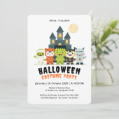 Cute Monsters Costume Halloween Party Invitation Kaart (Staand voorkant)