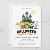 Cute Monsters Costume Halloween Party Invitation Kaart (Voorkant)