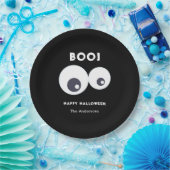 Cute Monsters Eyeball Happy Halloween Black White Papieren Bordje (Feest)