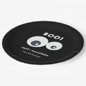 Cute Monsters Eyeball Happy Halloween Black White Papieren Bordje (Gekanteld)