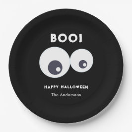 Cute Monsters Eyeball Happy Halloween Black White Papieren Bordje