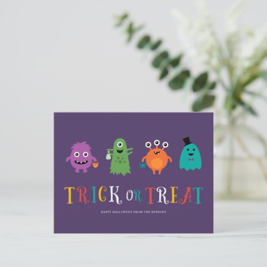 Cute Monsters Halloween Briefkaart (Staand voorkant)
