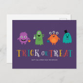 Cute Monsters Halloween Briefkaart (Voorkant / Achterkant)