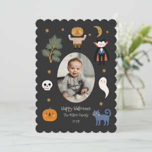 Cute Monsters Halloween-foto Feestdagenkaart