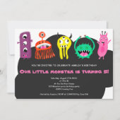 Cute monsters illustratie 5e verjaardag kaart (Voorkant)