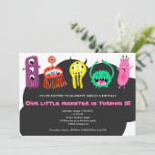 Cute monsters illustratie 5e verjaardag kaart (Staand voorkant)