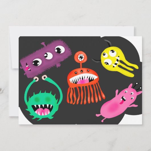 Cute monsters illustratie 5e verjaardag kaart (Achterkant)