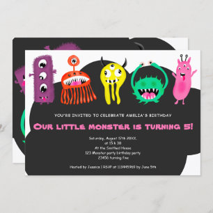 Cute monsters illustratie 5e verjaardag kaart