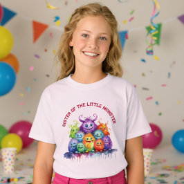 Cute Monsters Kids Birthday Party Sister T-shirt