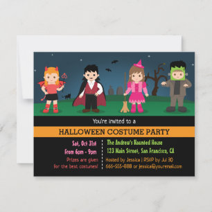 Cute Monsters Kids Halloween Kostuum Feestje Kaart
