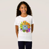 Cute Monsters Watercolor Kinder T-Shirt (Voorkant volledig)