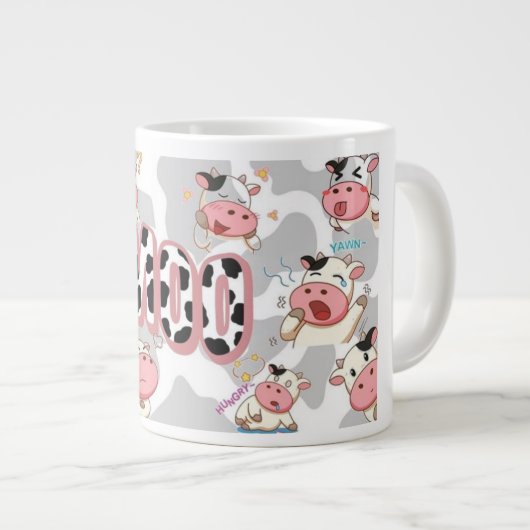Cute “Moo Cow” Cartoon Design Grote Koffiekop (Voorkant rechts)