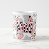 Cute “Moo Cow” Cartoon Design Grote Koffiekop (Voorkant)