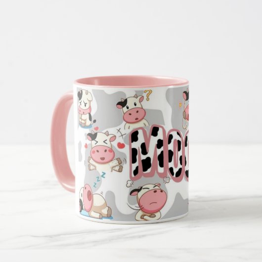 Cute “Moo Cow” Cartoon Design Mok (Voorkant links)