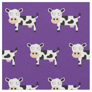 Cute Moo Cow Kind Baby Nursery Boerderij Paars Stof