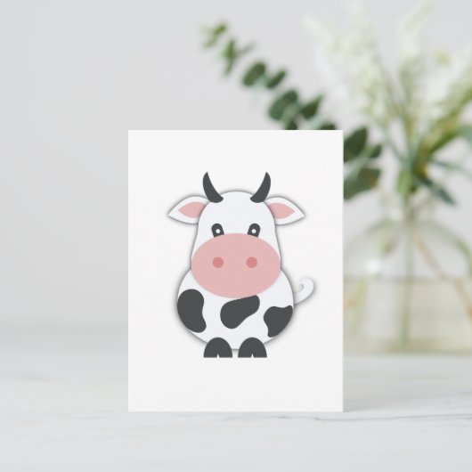 Cute Moo Koe Briefkaart (Staand voorkant)
