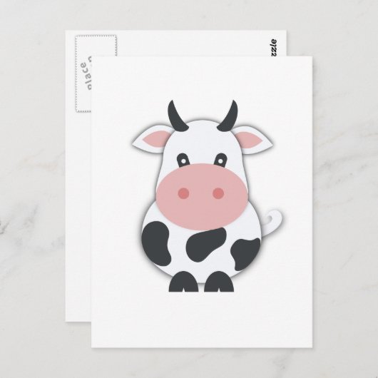 Cute Moo Koe Briefkaart (Voorkant / Achterkant)