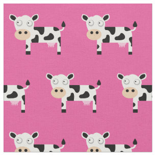 Cute Moo Koe Kind Baby Nursery Boerderij Roze Stof