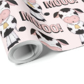Cute Moo Koeien Gift Wrap Cadeaupapier (Rol Hoek)