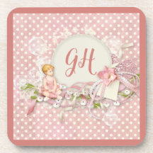 Cute & Mooie Roze Stippen Meisjesachtige Monogram