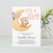 Cute Moon Beer Baby shower Girl Kaart (Staand voorkant)