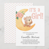 Cute Moon Beer Baby shower Girl Kaart (Voorkant / Achterkant)