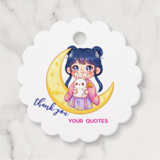 Cute Moon Bunny Girl  Bedankjes Labels