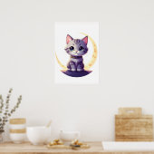 Cute Moon Cat Art Print – Magical Kitten design (Keuken)