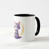 Cute Moon Cat Mug – Magical Kitten on CrescentMoon Mok (Voorkant rechts)