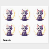 Cute Moon Cat Sticker – Magical Kitten on Crescent (Vel)