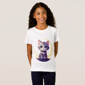 Cute Moon Cat T-Shirt – Magical Kitten Fantasy (Voorkant volledig)