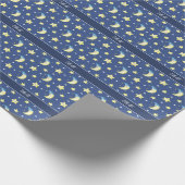 Cute Moon en Stars Pattern Blue Baby shower Cadeaupapier (Hoek)