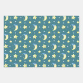 Cute Moon en Stars Pattern Blue Baby shower Inpakpapier Vel (Voorkant 2)